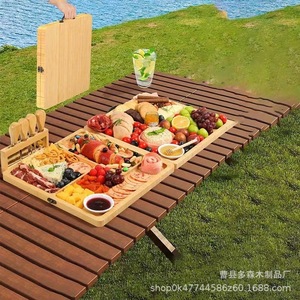 Planche à fromage en bambou pliable avec couteaux pour servir des en-cas lors d'un pique-nique - Product Image 3