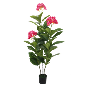 Fournisseur de faux plantes vertes de haute Simulation avec Pot de Plumeria Rubra, arbre de fleur rouge pour décoration intérieure et extérieure