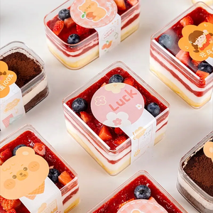 WHR alta calidad forma cuadrada claro desechable mini vasos de postre de plástico Tiramisú postre pastel contenedor de comida - Product Image 2