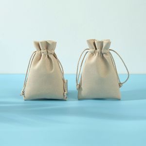 Bolsa de Joyería de Terciopelo con Cordón, Rectangular, Beige, 8x10cm 15x20cm, para Empaque de Pulseras, Empaque para Puntos de Venta - Product Image 2