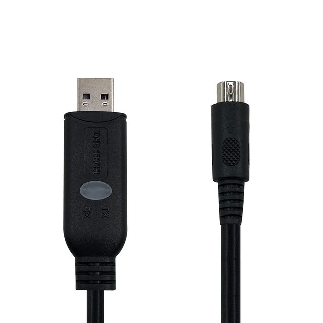 SH-P8V USB RS422 Mini Din 8pin Programming Cable Pure Copper Conductor Braid Shielding PVC for Mitsubishi PLC FX3U/FX Series
