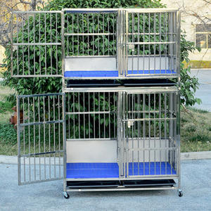 EUR VET Factory Outlet <span class=keywords><strong>Cage</strong></span> lourde double couche pliable en acier inoxydable pour animaux de compagnie avec plateaux pour vétérinaire - Product Image 3