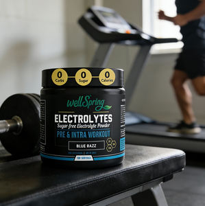 WellSpring - Polvo Electrolítico Sin Azúcar, Sabor Frambuesa Azul, con Potasio, Magnesio, Calcio y Minerales Traza, 100 Porciones, <span class=keywords><strong>Pre</strong></span> e Intra Entrenamiento - Product Image 5