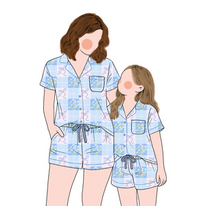 Conjunto de 2 Piezas de Verano para Mamá e Hija, Pantalones Cortos de Manga Corta, Pijamas, Ropa Casual para Padres e Hijos, Venta al por Mayor - Product Image 4