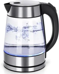 Hervidor de agua caliente de vidrio eléctrico para té y café Hervidor eléctrico de ebullición rápida de 1,7 Caldera litros de agua inalámbrica