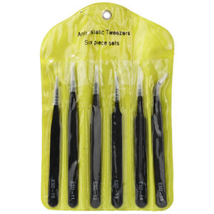Juego de pinzas de acero inoxidable ESD-10 a ESD-15 con puntas planas, curvas y puntiagudas para reparación de electrónica y decoración de uñas - Product Image 2
