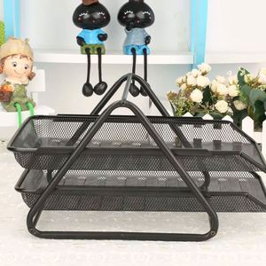 Organisateur de bureau en métal grillagé empilable avec 2 plateaux pour documents et dossiers - Product Image 6