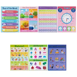 맞춤형 교육 문자 번호 모양 다채로운 조기 학습 용품 대형 교육 차트 포스터 어린이 및 유아