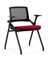 Chaise de conférence pliable et empilable moderne sur mesure OEM avec dossier en maille et accoudoirs fixes pour bureau à domicile et chambre