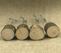 Porte-cartes de table en bois avec cartes en kraft à motif spirale, supports numérotés en bois pour table, porte-noms et porte-photos pour mariage