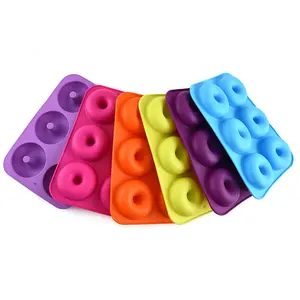 A3029 DIY Nonstick Food Silicone 6 Doughnut Mould Cookies Oven Pan Tool Cake Bake Mold Annular Doughnut Silicone Molds