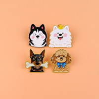 Siap Kirim Pin Enamel Lembut Bentuk Anjing Husky Poodle Doberman Lucu, Lencana Logam Kartun Kustom untuk Ransel