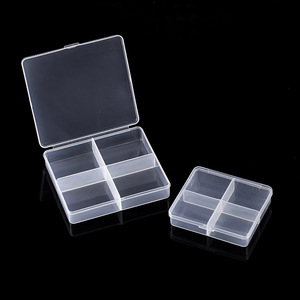 Boîte de rangement en plastique transparente à 4 compartiments avec couvercle pour accessoires de bijoux et outils de nail art, organisateur de bureau - Product Image 5