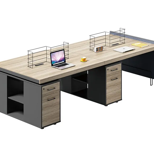 Ruang Kantor Terbuka Perabot Partisi Kain Workstation Atas Meja dengan Set Kabinet Berkas Kertas