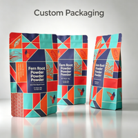 Sachet Doypack Personnalisé Imprimé en Plastique Alimentaire avec Fermeture Éclair pour Poudre de Racine de Fougère à Base Végétale, Emballage Agricole, Logo Personnalisé