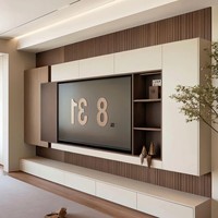 Console TV en bois moderne et personnalisée avec éclairage LED, design minimaliste, compartiments de rangement adaptés aux appartements
