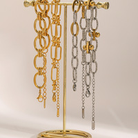 Bracelet épais en acier inoxydable plaqué or 18 carats YML, maillons ovales, boucle OT, couleur or/argent, pendentif DIY