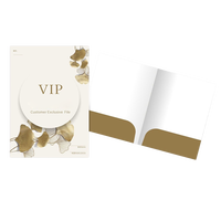 Dossier de présentation en papier kraft sur mesure à deux poches avec emplacement pour cartes de visite, logo personnalisé imprimé, design personnalisable