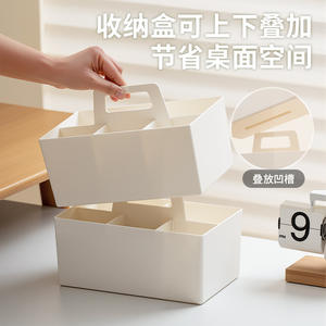 Boîte de rangement de bureau carrée, organisateur portable 4 en 1, rangement de cosmétiques pour chambre à coucher, dortoir, bureau, organisateurs de maquillage - Product Image 4