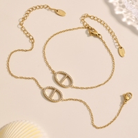 Kalung Anting Cincin Rumbai Hidung Babi Zirkon Klasik Bahan Stainless Steel Mewah Ringan Hadiah Pernikahan Wanita Set Perhiasan Fashion
