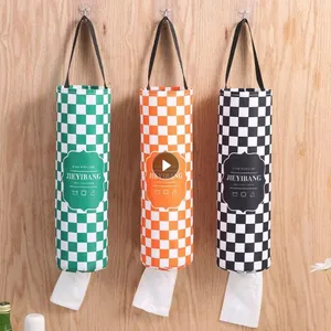 DS1520 Kitchen Garbage Organizer Hanging Storage Trash Garbage Bag Grocery Bag Holder Wall Mount Plastic Bag Holder Dispenser