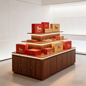 Vitrina Cuadrada de Madera Maciza Marca SEM con Luz LED, Portátil y Personalizable para Supermercados, Centros Comerciales y Exposiciones - Product Image 2