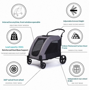 Poussette pliable <span class=keywords><strong>pour</strong></span> animaux de compagnie en acier au carbone <span class=keywords><strong>pour</strong></span> chiens blessés, âgés ou handicapés, capacité 60 kg, <span class=keywords><strong>chariot</strong></span> <span class=keywords><strong>pour</strong></span> animaux de compagnie - Product Image 2