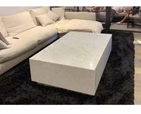 Table basse moderne en MDF avec plateau en marbre blanc, table en bois d'ingénierie durable pour salon, hôtel et salle à manger