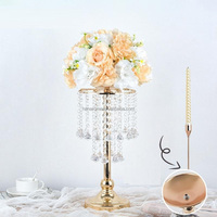 Hersteller-Großhandel: Maßgefertigter hoher goldener Blumenständer aus Acryl, Kerzenhalter, Kristallvase als Tafelaufsatz für Hochzeits- und Eventdekoration