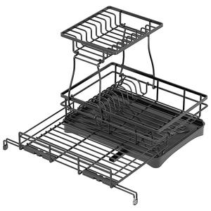 2 livelli espandibile scolapiatti da cucina impermeabile in acciaio al carbonio stendino sopra il lavello da cucina scolapiatti - Product Image 4