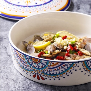 Mediterranean Bohemian Style <b>Large</b> Ceramic Bowl with Lid Soup Bowl Bohemian Salad Bowl - Product Image 3