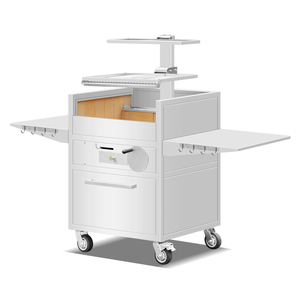 Parrilla de Carbón <span class=keywords><strong>Argentina</strong></span> Santa María de Doble Zona, Carro de Barbacoa Comercial de Acero Inoxidable con Altura Ajustable, Asador de Filetes para Catering - Product Image 6
