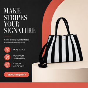 <span class=keywords><strong>Borsa</strong></span> Tote a Righe in Poliestere per Donna, <span class=keywords><strong>Borsa</strong></span> a Spalla Plissettata, Shopper a Righe con Dettagli Dorati, <span class=keywords><strong>Borsa</strong></span> da Viaggio Quotidiana - Product Image 6