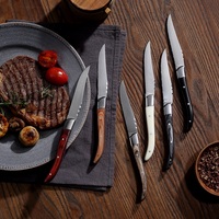 Couteau à steak Garwin Custom Laguiole, lame en acier inoxydable finition miroir, manche en bois Pakka, certifié LFGB, vente en gros pour restaurants
