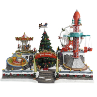 Décorations de Noël lumineuses et musicales avec carrousel à 5 fonctions, grande roue tournante, arbre de Noël, décorations de vacances européennes