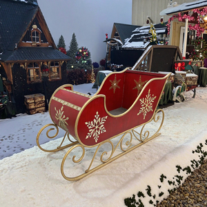 Magnifique traîneau de Noël en métal de 12,5 pouces, panier de traîneau du Père Noël, décoration de table de Noël avec lumières LED - Product Image 3