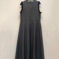 Robe Chic Vintage Japonaise Printemps-Été pour Femme, Col Rond, Sans Manches, Taille Haute, Coupe Ajustée, Coupe Évasée, Patchwork en Maille, Longueur Midi