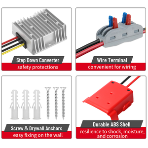 Adaptador de batería de rueda eléctrica de 18V a 12V Compatible con <span class=keywords><strong>Milwaukee</strong></span> Adaptador de batería de 18V 12V 10A 120W Convertidor reductor - Product Image 2