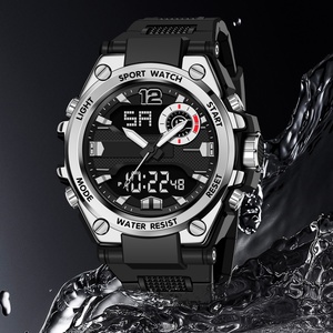 Montre pour homme multifonctionnelle avec lumière nocturne, étanche, montre électronique de type G, analogique-numérique, double affichage, style professionnel - Product Image 1