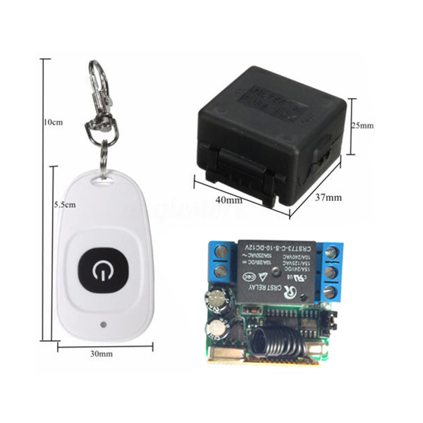 Mini Wireless RF Remote Control Switch 10A Relay Output DC 12V 1 Channel Receiver Fixed Code Learning Code 1 Year Warranty