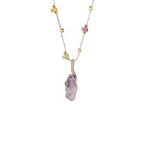 Collier pendentif en tissu améthyste violette pour femme TANGPEI avec perles en alliage et en cristal, bijoux tendance