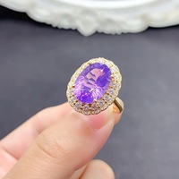 Cincin Amethyst Alami Unik, Batu Permata Ungu Besar dan Menonjol, Perhiasan Perak S925 untuk Pengecer Kelas Atas