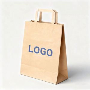 Sac de shopping en papier kraft brun écologique avec poignée en papier - Product Image 1
