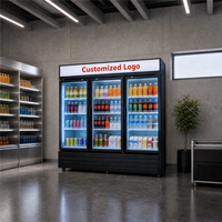Réfrigérateur commercial pour boissons 980L, vitrine à trois portes vitrées, réfrigérant R290a, refroidisseur vertical