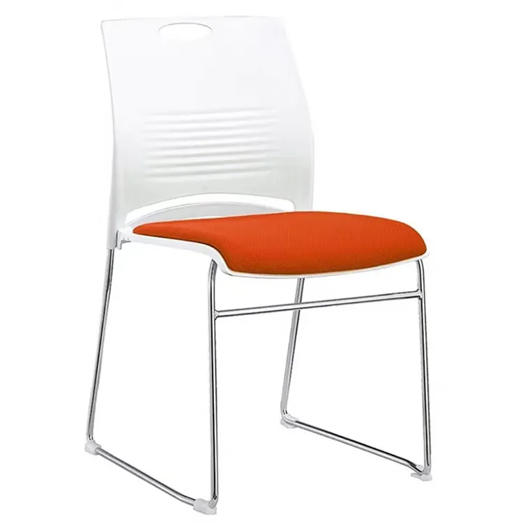 Hot Selling Wholesale Upholstered Plastic Reception Chair Meeting Room Stainless Steel Frame Plastic Office Chair