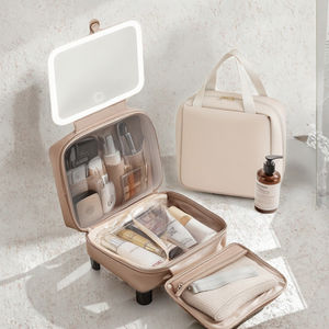 MKW9016 MAKEWAY Portable Hanging LED <b>Travel</b> Makeup for Bag <b>Mirror</b> Waterproof Polyester Letter Pattern Cosmetic Organizer - Product Image 3