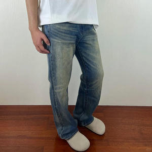 Pantalones Vaqueros Personalizados de Alta Calidad, Estilo Vintage, Lavado a la Piedra, Algodón Desgastado, Indigo Crudo, Tela Vaquera Japonesa Selvedge, Corte Recto y Ajustado - Product Image 5