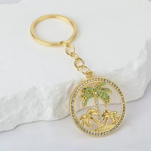 Luxury Zinc Alloy <b>Keychain</b> Palm Tree Design Sparkling Crystals Waterproof Fashion Souvenir Gift Beach Lovers <b>Custom</b> Keyring - Product Image 3