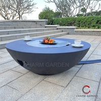 Table de salon moderne à gaz CHARM GARDEN Czyg001 Plus, certifiée CE, portable, pour extérieur/intérieur, gris GRC, sans fumée