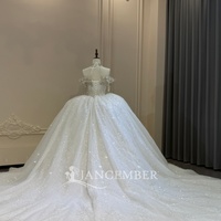 Robe de mariée de bal en tulle scintillant avec franges de cristaux et épaules dénudées Xs329-1 Dazzling Jancember